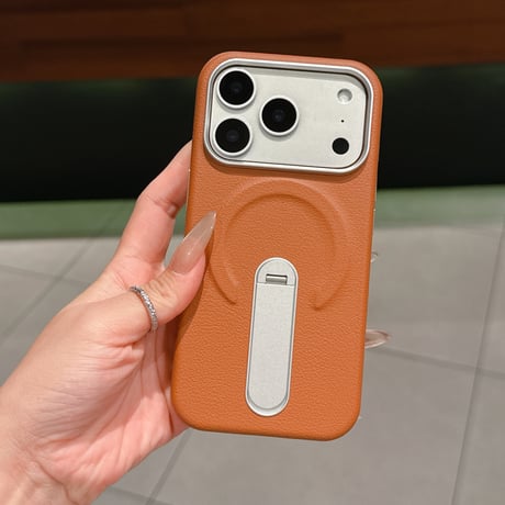 スタンド付 iPhone17Pro/17promaxケース 皮製 MagSafe対応 iPhone17/16Proカバー 高品質 高級感 肌に優しい[M5835]