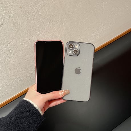 ラメ クリア iPhone15/15proケース キラキラレンズフィルム iPhone14pro/13/12カバー 薄型ソフトケース 高透明 [M4053]