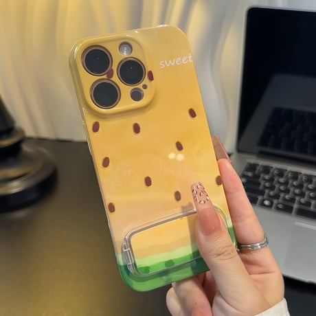 鏡付スタンド iPhone16pro/16ケース スイカ柄 iPhone15/14pro/13promaxカバー 可愛い プレゼントにおすすめ[M5525]