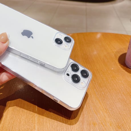 カメラレンズ保護フィルム付き耐衝撃加工 iphone14/13promaxケース 透明 iphone12mini/11proカバー  シンプル風 [M2127]