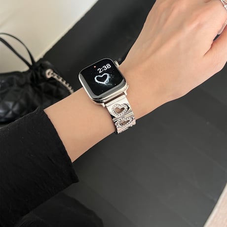 透かし彫りジュエリーハート AppleWatchバンド 高級感 アップルウォッチベルトUltra2/1/SE2/1/Series9/8/7/6/5/4/3/2/1 おしゃれ[M4889]