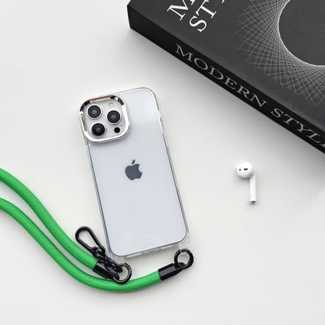 頑丈肩ひも iPhone14/13promaxケース 高透明 アイフォン12pro/11カバー 便利 首掛け/肩掛け  カラビナ付 お揃い[M3222]