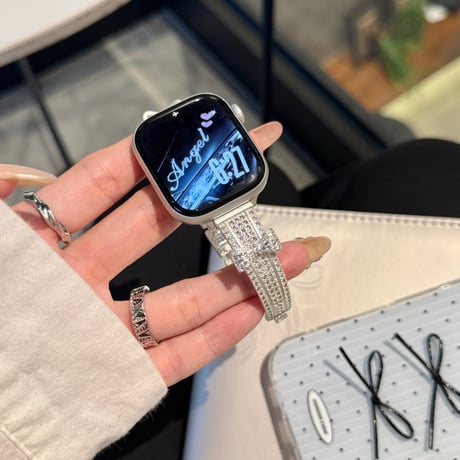 ダイヤリボン  AppleWatchバンド キラキラ感たっぷり AppleWatchベルト Series 11/10/9/8 SE3/2  Ultra3/2/1 高級感高品質 上品[M6455]