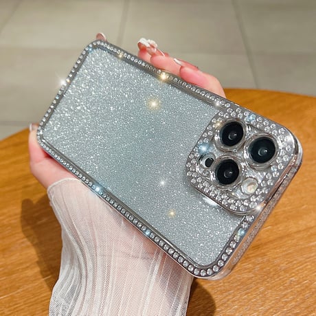 ストーン iPhone15plus/15proケース キラキラ ラメ入りシート付 アイフォン14pro/13pro/12カバー きれい 人気 [M3876]