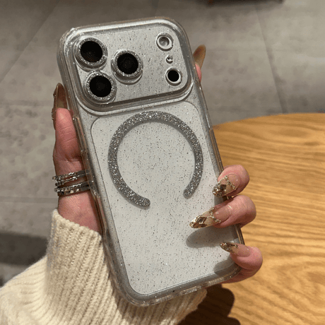 キラキラレンズカバー iPhone17/17プロケース MagSafe対応 ラメ iPhone17Promax/16Pro/15ケース クリアケース 耐衝撃頑丈[M6053]