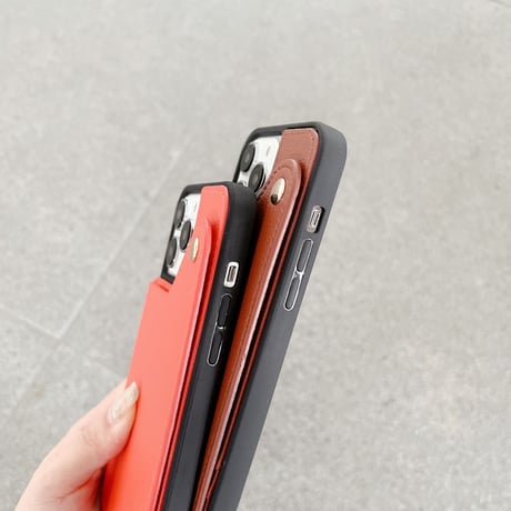 カード入れ2個 ミラー付iphone14/13proケース レザー製 アイフォン12mini/11カバー 長いストラップ付 スタンド機能あり[M2146]