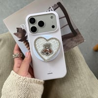 熊さんグリップ付 iPhone17/17Proケース MagSafe対応 iPhone17Promax/16Pro/15ケース シリコン製 丈夫 [M6119]