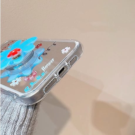 花柄 ミラーiPhone16pro/16ケース  花グリップ iphone15pro/14/13proカバー 大人可愛い スタンド付 人気品[M5199]