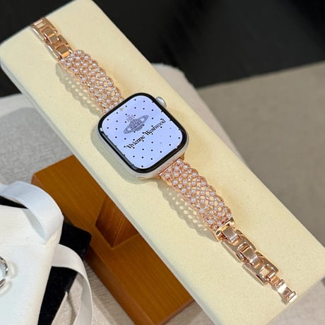 パール  AppleWatchバンド 上品 メタル AppleWatchベルト Series 11/10/9/8 SE3/2  Ultra3/2/1 高級感高品質 エレガント[M6440]