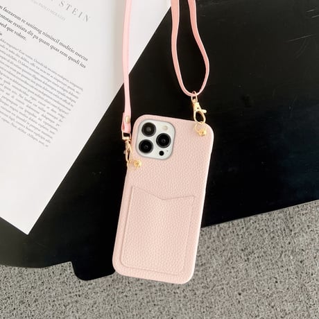 ICカード入れ iPhone14/14proケース 革製 ショルダーストラップ アイフォン13/12/SE3カバー シンプル風 可愛い 実用 [M2256]