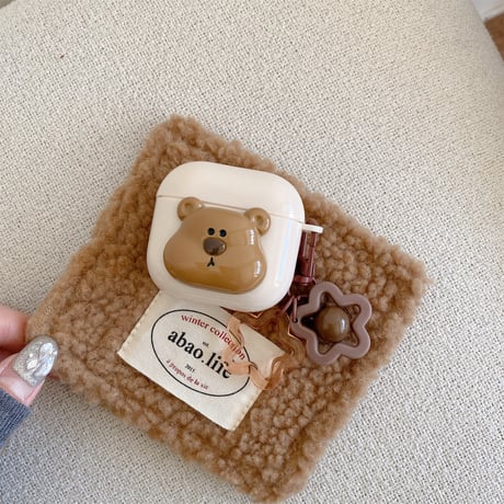 熊ちゃん Airpods 4ケース 可愛い Airpodspro2/proカバー Airpods3/2 キーチェーン付 ギフトにおすすめ[M4864]