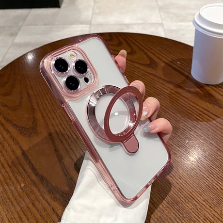 黄ばまない iPhone15pro/15promaxケース  MagSafeリングスタンド レンズフイルム iphone14/13pro/12カバー 耐衝撃 高機能[M4137]