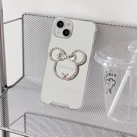 鏡グリップ iPhone15/15proケース かわいいミラー iPhoneSE2/14/13Proカバー 女子に大人気 ギフトにおすすめ 多機能 [M4016]