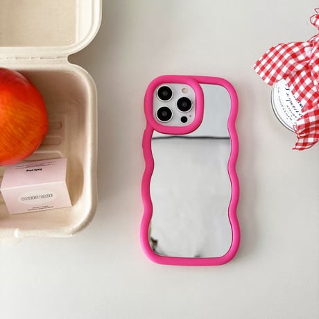 うねうねミラー iPhone16pro/15ケース 淡色系 iPhoneSE/14/13Promax/12/11カバー  使いやすい おしゃれ[M5284]