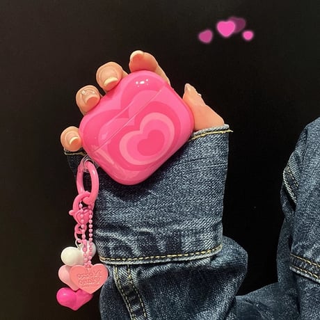 大人可愛い Airpods 4 ケース ハート柄 チャーム付  ピンク AirpodsPro3/2/1カバー  Airpods3/2  女子力高い[M4697]