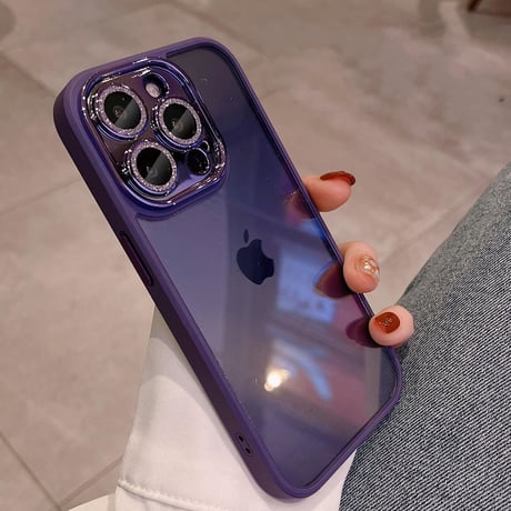 【iPhone15対応】耐衝撃高透明iPhone14promaxケース  キラキラカメラレンズ保護フィルム付き 高級感 頑丈[M2254]