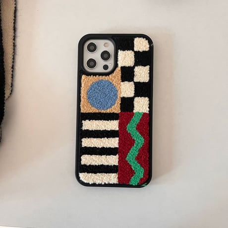 インスタ映え刺繡入り iphone15/14proケース  チェック柄縞模様 アイフォン12pro/13携帯カバー 可愛い  ファッション  秋冬人気M1292
