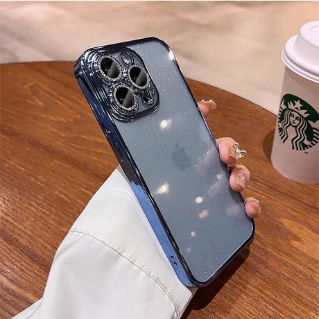オシャレ iPhone15pro/15ケース  キラキラレンズカバー ラメ入りアイフォン14/13/12proクリアカバー ソフト 黄ばまない 色剥げない[M3660]