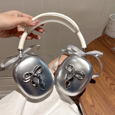 おしゃれ AirPodsMax2ケース リボンデコ グラデーションカラー エアーポッズ マックス専用カバー きれい 可愛い ギフトにおすすめ[M5553]