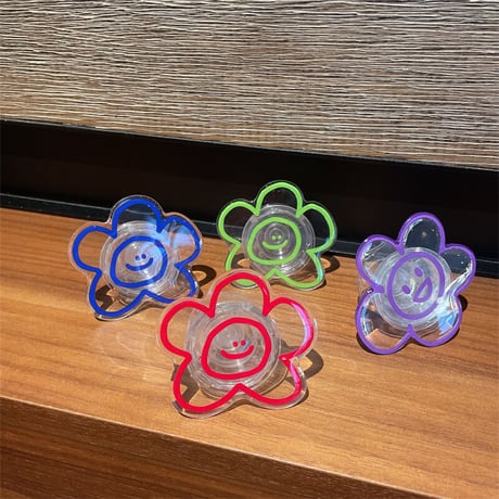 笑顔の花 グリップ   折り畳み式 スマホリング グリップトーク  可愛い  スタンド機能付き 透明感  全機種対応M1215
