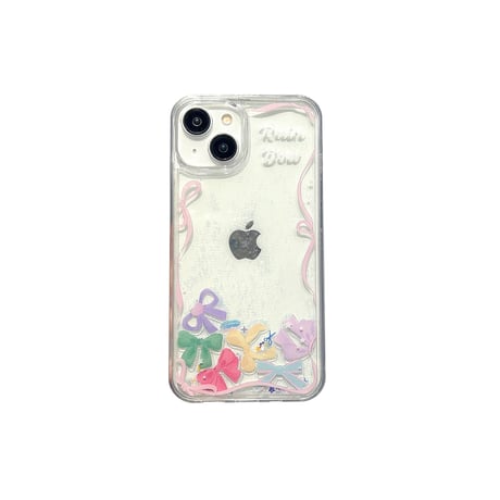 動くリボン iphone15pro/14/13proケース  黄ばまないクリア iphone12promax/11カバー  可愛い ガールズに人気[M4435]