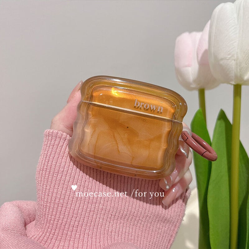 暈し染め 茶色 iphone14pro/13promaxケース 高級感 お揃い Airpods