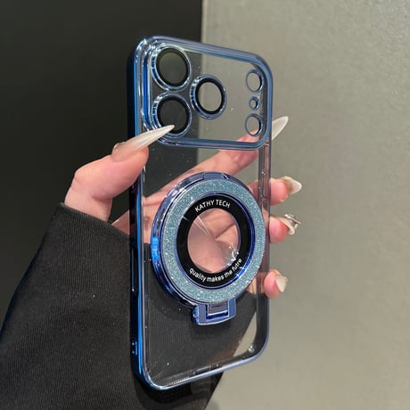 キラキラスマホリング兼スタンド iPhone17Pro/17ProMaxケース  MagSafe対応 綺麗iPhone16pro/15/14/13Proクリアカバー ラメ入り [M3744]