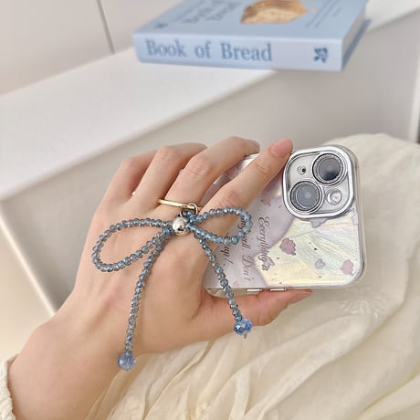 リボンスマホリング スタンド一体 女子力アップ  落下防止 オシャレ ギフトにおすすめ[M4089]