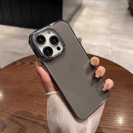 iPhone16Pro/16ProMaxケース クリア 金属カメラ枠 黄ばまない アイフォン15プロ/14/13proカバー 薄型軽量 頑丈 [M4671]