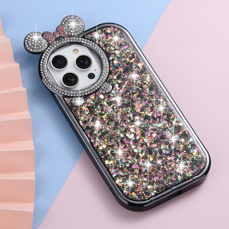 女子力UP iPhone15/15Proケース  ジュエリーリボン キラキラグリッター iPhone14/13Pro/12カバー 可愛い きれい[M4123]