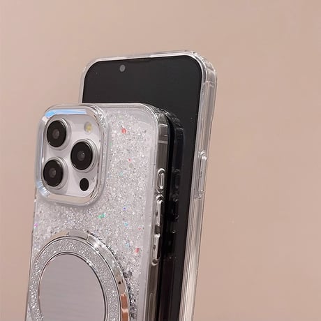 ミラー iPhone16/16Proケース キラキラ iPhone15/14Pro/13カバー お洒落ストラップ付 スタンド付 [M4580]