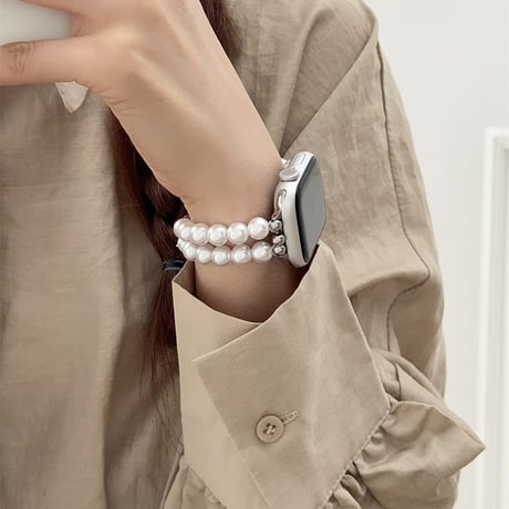 エレガントパール アップルウォッチバンド ジュエリーリボン AppleWatch10/9 バンド高級感Ultra series8 7 6 5 4  3 2 SE SE2 おしゃれ[M5628]