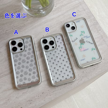 メッキクリアiPhoneケース 花柄 iPhone15/15pro/14/13/12カバー 黄ばまない 高品質 指紋防止[M4360]