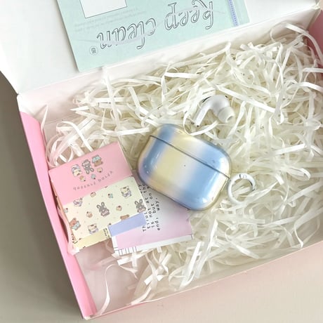 グラデーションカラー Airpods 4ケース ブルー/イェロー Airpods3/Pro2ケース airpodspro2カバー  リング付 シック 淡色系[M5245]