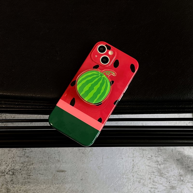 スイカ iphone13/12promaxカバー スマホグリップ付 アイフォン11