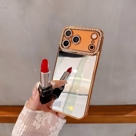ジュエリーミラー iPhone17Pro/17ケース メタリックカラー iPhone16/15ProMax/14ケース ラグジュアリー感 キラキラライン 大人気 レンズ保護[M6234]