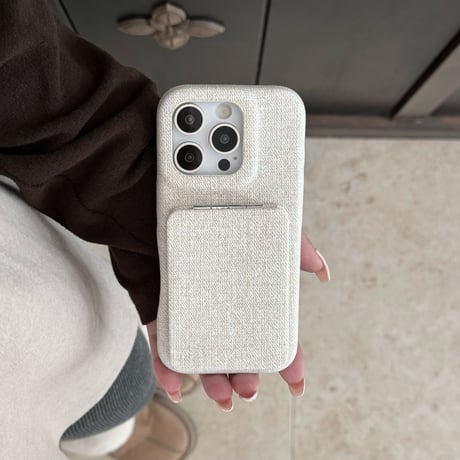 ダブルミラー  iPhone17Pro/17ケース スタンド機能 レザー/布 上品 iPhone17ProMax/16Pro/15ケース 高品質 頑丈 人気 [M5974]