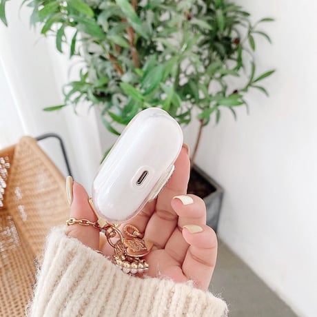 ダイヤモンドデコ airpodsproケース かわいい 真珠チェーン付 airpodsproカバー キラキラ お揃い ガールズ向けM332