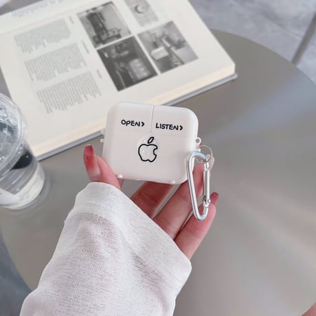 ボタン押すと開ける airpods保護ケース 面白い airpods3/proカバー  フックき  可愛い ギフトにおすすめ お揃い [M2097]