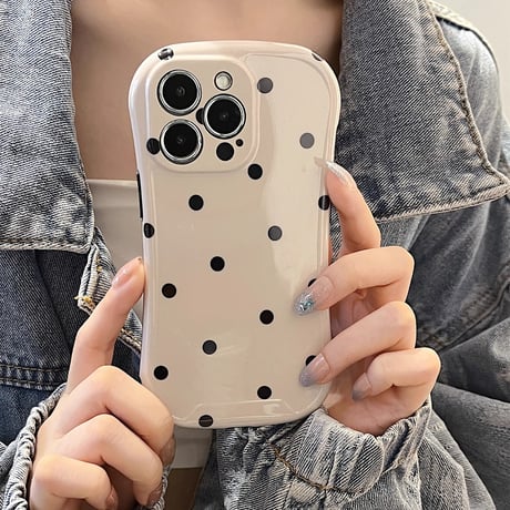 水玉模様 iPhone15pro/15カバー グリップ性いい iPhone14/13pro/12promaxケース 可愛い 女子力アップ[M4433]