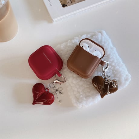 シリコン Airpods 4ケース ハートキーホルダー Airpods3/Pro2ケース airpodsproカバー  充電口カバー付 頑丈 [M4993]