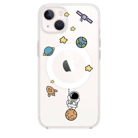 宇宙飛行士 iphone14/13promaxケース マグセーフ対応 アイフォン12/11カバー 透明 全面保護 ギフトにおすすめ 男女兼用 [M3265]