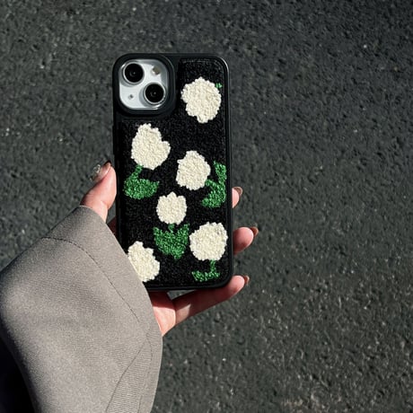 草花 iphone16pro/15ケース  刺繡入り iphone14/13/12/11カバー 秋冬人気アイテム ファッション 女子力アップ[M3616]