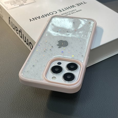 星ラメ入り iPhone14/15プロケース クリア可愛いiphone13/12mini/11proケース シンプル 使いやすい キラキラ[M2231]