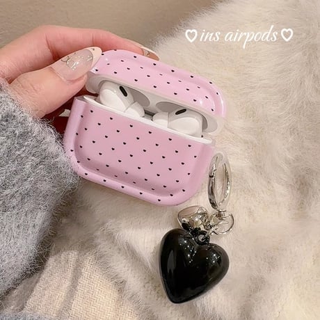 ピンク Airpods 4ケース ハート柄 Airpods3/2カバー Airpodspro2/pro リング/ハートチャーム 可愛い[M4898]