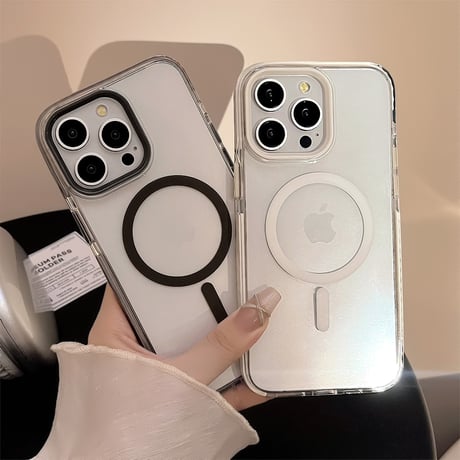 Magsafe対応 クリアiPhone15promax/15proケース 黄ばまない iPhone14promax/13/12/11カバー シンプル風 丈夫 [M4490]