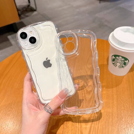 クリア iPhone17e/17Pro/16/15proケース  うねうね シンプル風 アイフォン14pro/13/12/11カバー 落下防止 定番 使いやすい [M2775]