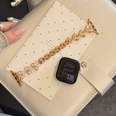 ダイヤハート  AppleWatchバンド メタル AppleWatchベルト Series 11/10/9/8 SE3/2  Ultra3/2/1 高級感高品質 贅沢[M6370]
