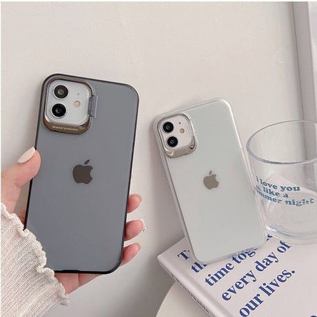 スマホスタンド付 アイフォン13mini/13promaxカバー  高品質 指紋汚れが付きにくい  iphone12/11ケース   クリア 耐衝撃  M1029