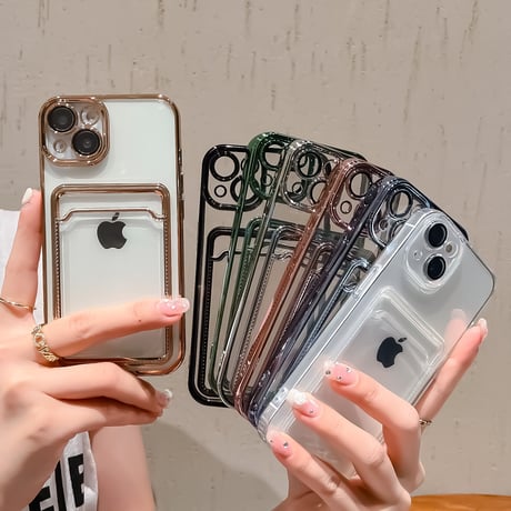 メッキ カード収納 iphone14pro/13ケース カメラレンズ保護フィルム付 アイフォン12/11proカバー お買い得[M2100]
